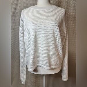 NWT Michael Kors White Mesh Logo Pullover Sweater Size M